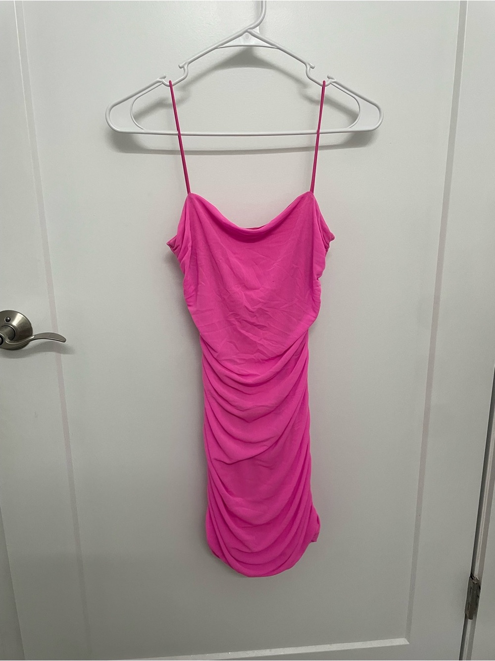 Princess Polly Hot Pink Ruched Cowl Slip Dress